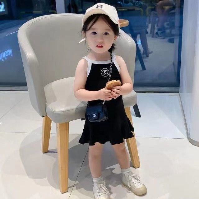 Đầm Công Chúa Hai Dây Phối Bèo Thời Trang Mùa Hè Cho Bé Gái