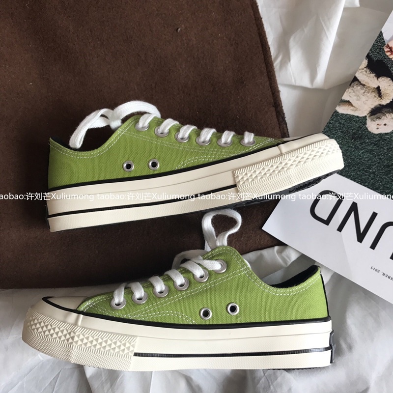 Giày Dây Dáng Convers Màu Xanh Lá Cây Phong Cách Nhẹ Nhàng Có Size Nam