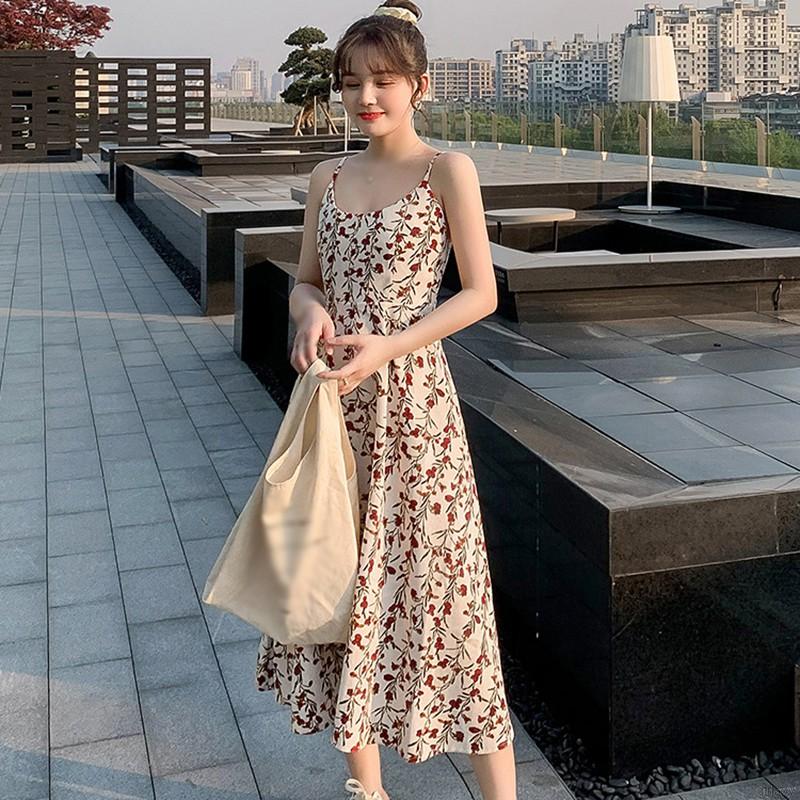 Đầm Hai Dây In Hoa Nhí Xinh Xắn Cho Nữ