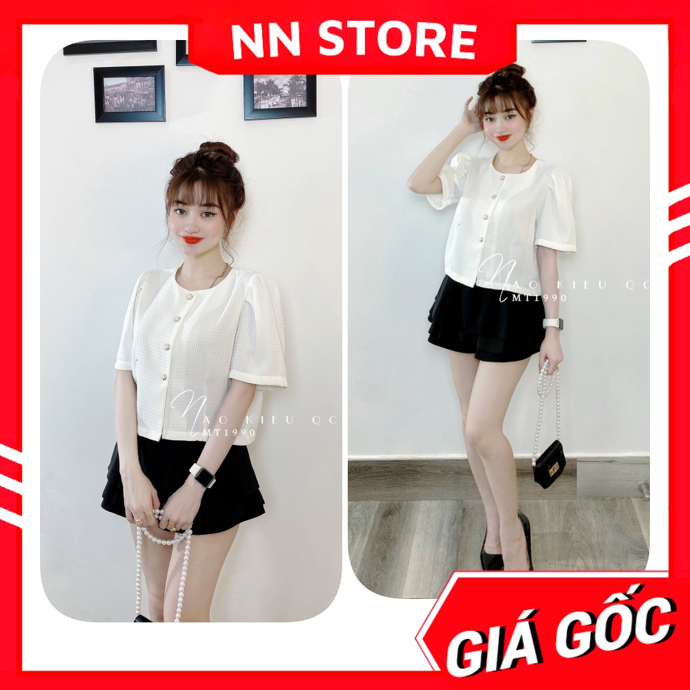 Áo kiểu nữ chất vải xốp mềm mịn phom croptop tay phồng dễ thương Áo kiểu nữ đơn giản MT1990