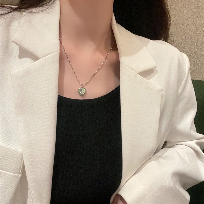 Dây Chuyền Chuỗi Hạt Tròn Nhỏ Mặt Hình Trái Tim Phong Cách Hip Hop Thời Trang Cá Tính Cho Nữ