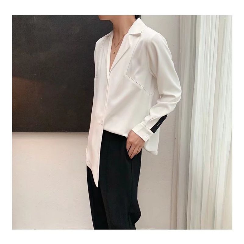 Áo sơ mi tay dài lệch tà nam 🕊🕊 [ODER TAOBAO]