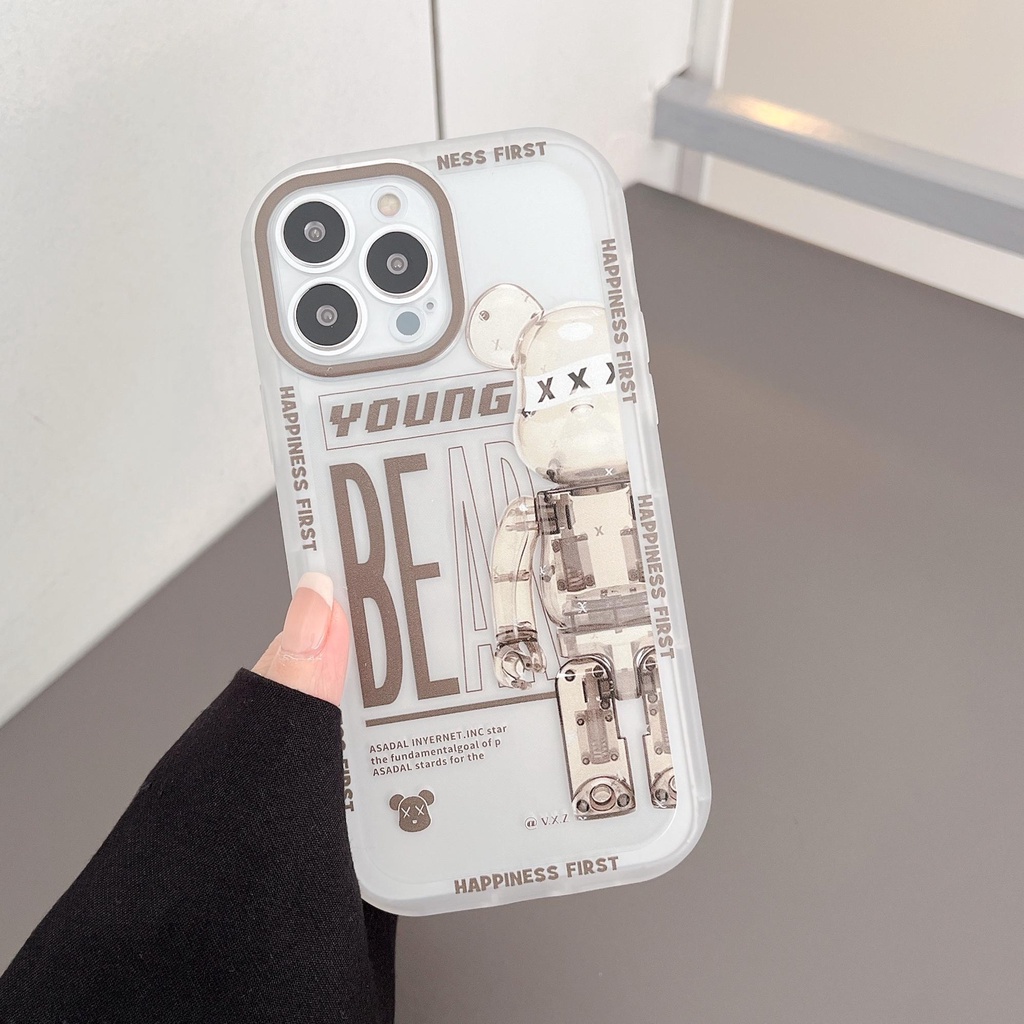 Sang Trọng Ốp Điện Thoại Mềm Hình Gấu Và Hoa Cho iphone 13 Pro Max i13 13pro 11ProMax i11 X XR Xs Max 12Pro 12 Pro Max