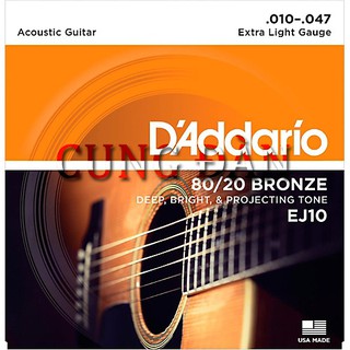 Dây đàn sắt guitar acoustic D'addario EJ10 (Hàng chính hãng 100% có mã kiểm tra bên trong)