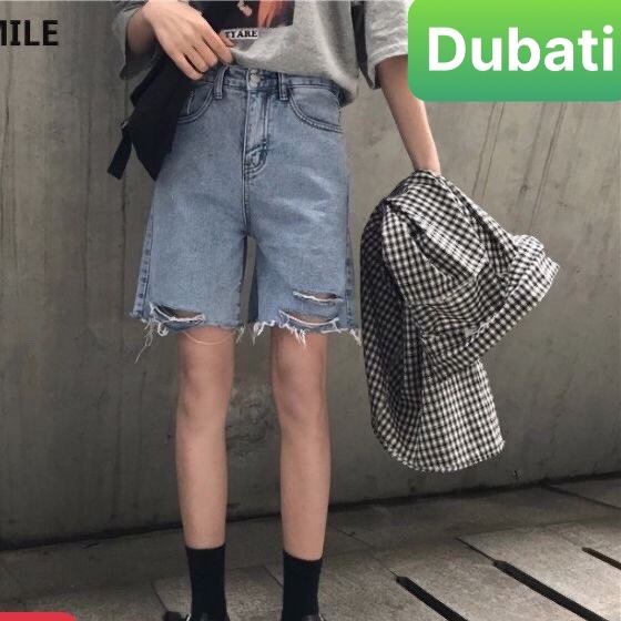 QUẦN SHORT SỌT JEAN LỬNG KIỂU NGỐ NỮ CHẤT BÒ XANH RÁCH 2 ĐÙI ULZZANG LƯNG CAO NÂNG MÔNG- DB 208- DUBATI FASHION
