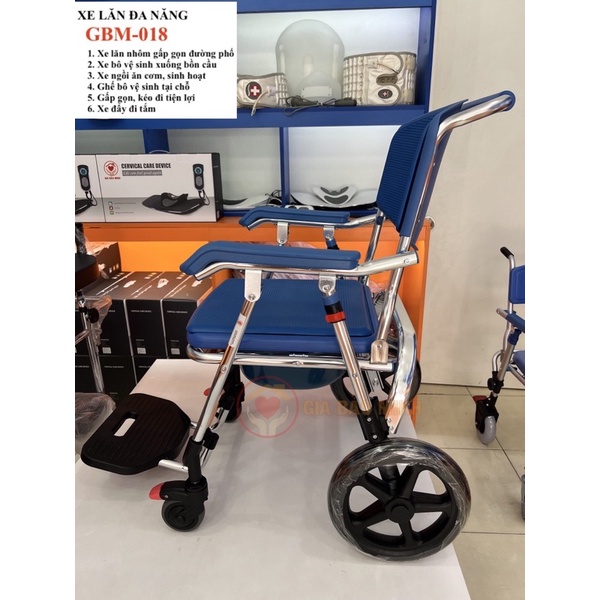 Xe lăn nhôm đa năng cho người già