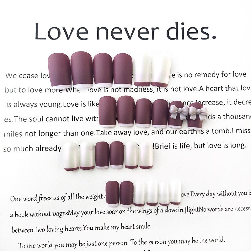 (Hàng Cao Cấp D4) Set 24 móng giả đính nơ màu hot khuôn đẹp