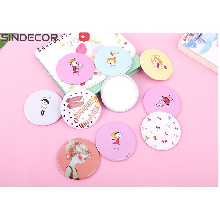 Gương trang điểm mini siêu cute - gương mini cầm tay bỏ túi Hàn Quốc tiện lợi Sindecor - SI02