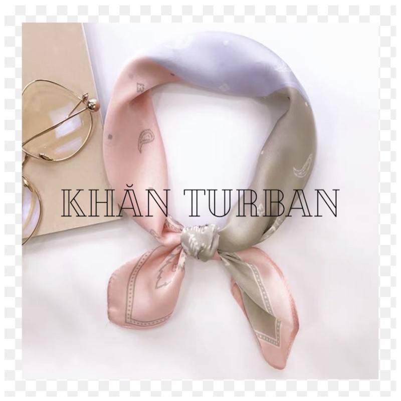 Khăn lụa vuông size 53x53cm mini dễ thương che nắng - Khăn turban