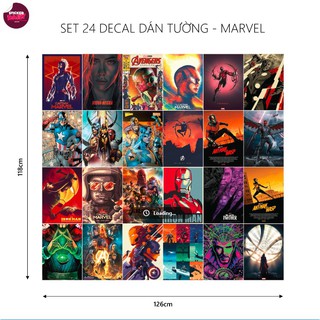 Set 24 Decal dán tường - Marvel