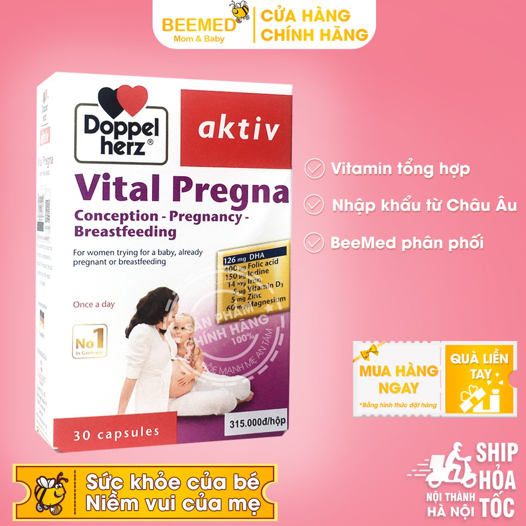 Aktiv Vital Pregna - Bổ sung vitamin cho bà bầu - Nhập khẩu chính hãng từ Aktiv Doppelherz Đức - Beemed phân phối