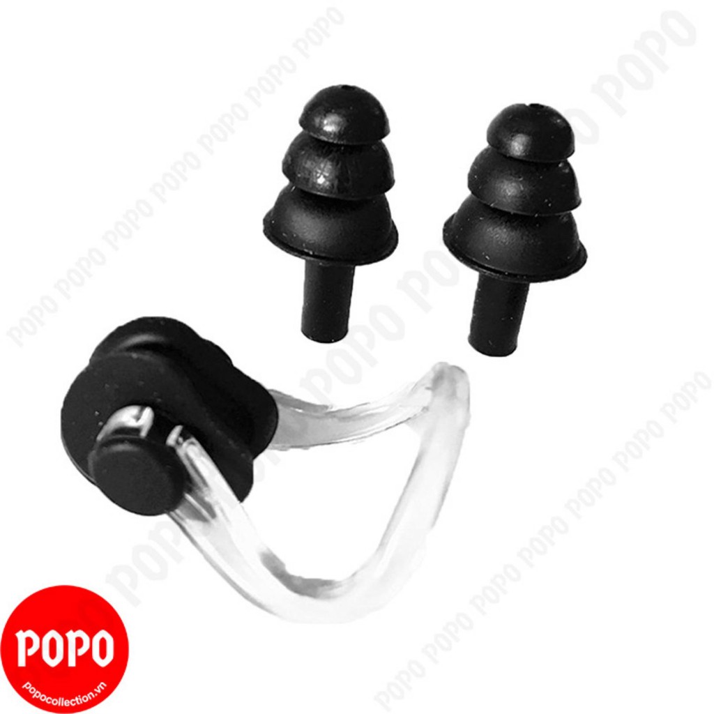 Kính bơi thi đấu chuyên nghiệp POPO 1154G kèm Mũ bơi trơn, Bịt tai và kẹp mũi chống tia UV, chống lóa kính bơi người lớn