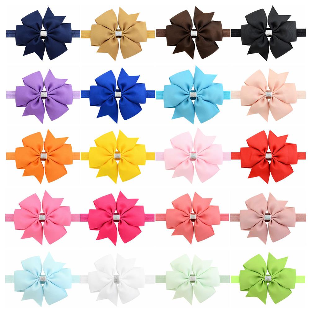 RainBow Bows 1 Băng Đô Co Giãn Màu Trơn Dễ Thương Cho Bé