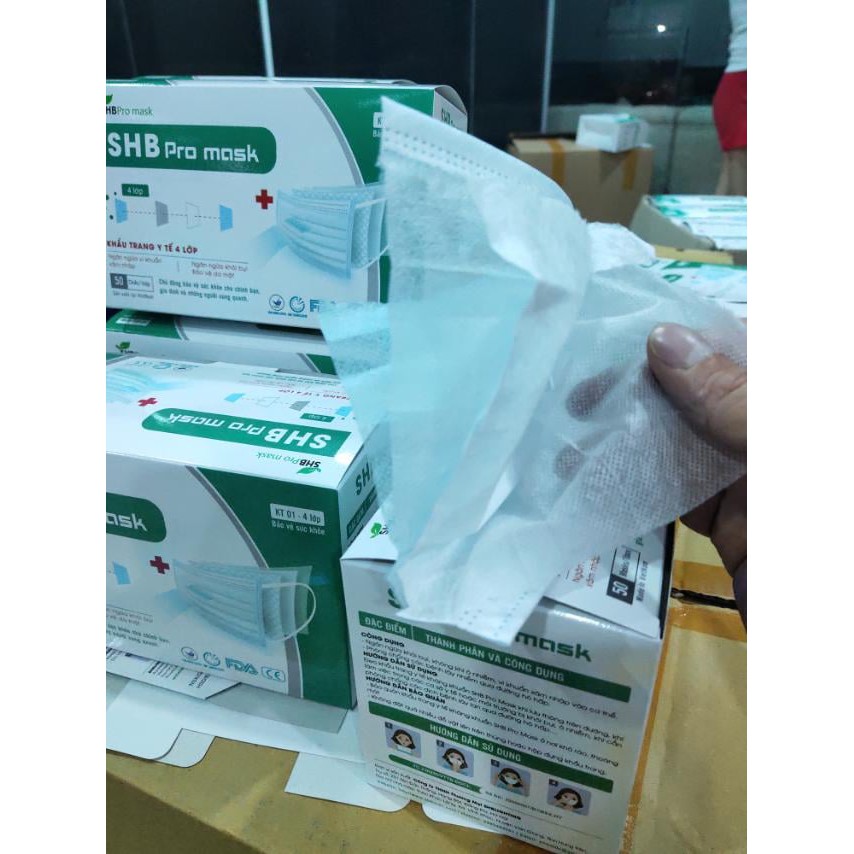 1 hộp Khẩu Trang Y Tế 4 lớp kháng khuấn SHB Pro mask 50 chiếc 1 Hộp)