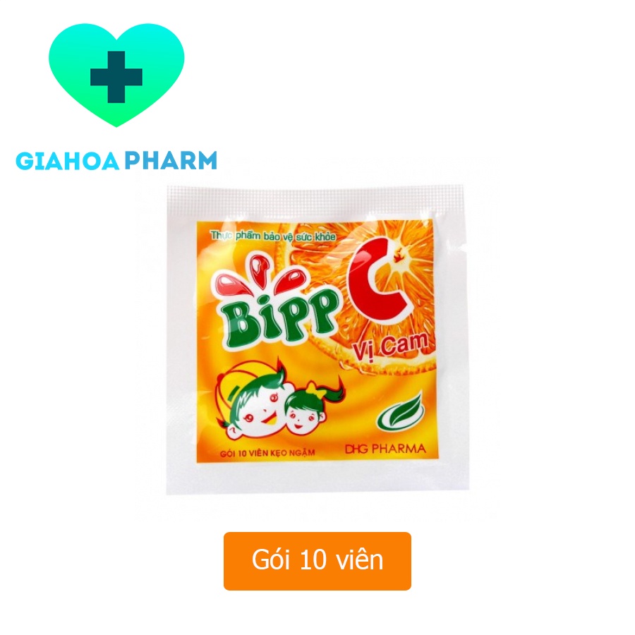 Kẹo Bipp C vị cam (Dược Hậu Giang - DHG Pharma) (Kẹo tuổi thơ / Kẹo thơ ấu) bổ sung vitamin C, tăng đề kháng cho trẻ em