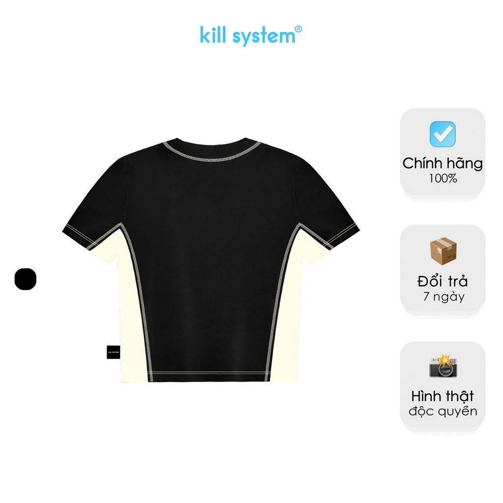 Áo thun Killsystem baby tee Halyyn màu đen phối kem