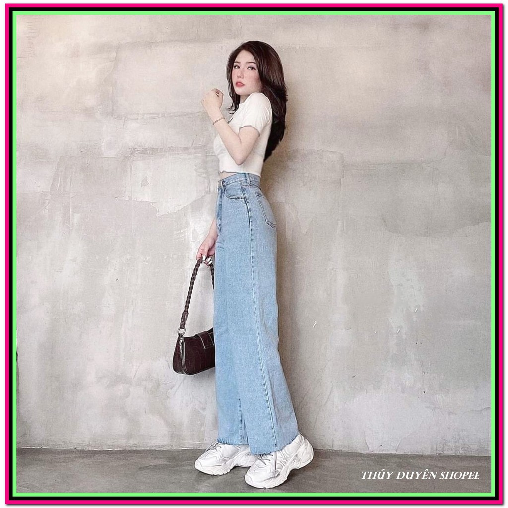 Quần jean nữ ỐNG SUÔN DÀI xanh ( đậm - nhạt ) quần BÒ ống suông cực đẹp X-55