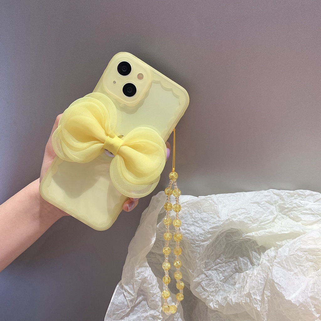 Ốp Điện Thoại Mềm Màu Laser Phối Chuỗi Hạt Và Nơ Cho Iphone 12 pro max 11 pro max xs max xr x
