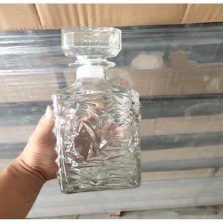 Bình Đựng Rượu hình vuông kim cương 950ML, Vỏ Chai Đựng Rượu Thủy Tinh