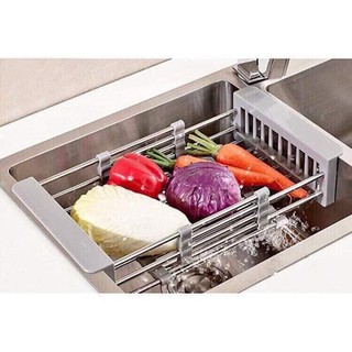 Giá, kệ inox kê bồn rửa chén bát cỡ lớn có thể rút gọn