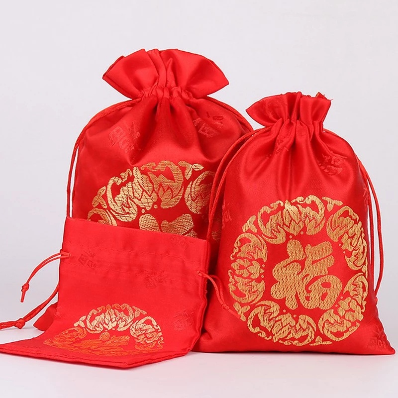 Túi đựng quà tặng/ trang sức màu đỏ phong cách Trung Hoa độc đáo thời trang