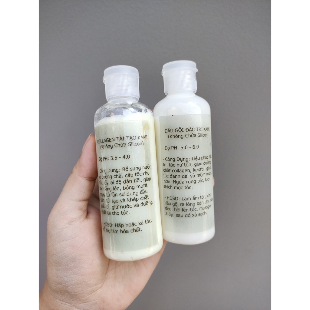CẶP DẦU GỘI - DẦU XẢ TÓC COLLAGEN KHÔNG CHỨA SILICONE KAMI 100mlx2
