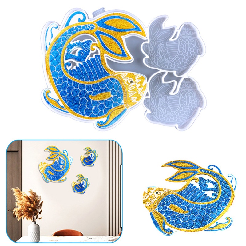 Khuôn Silicone Hình Cá Vàng Treo Tường / Cửa Trang Trí Không Gian