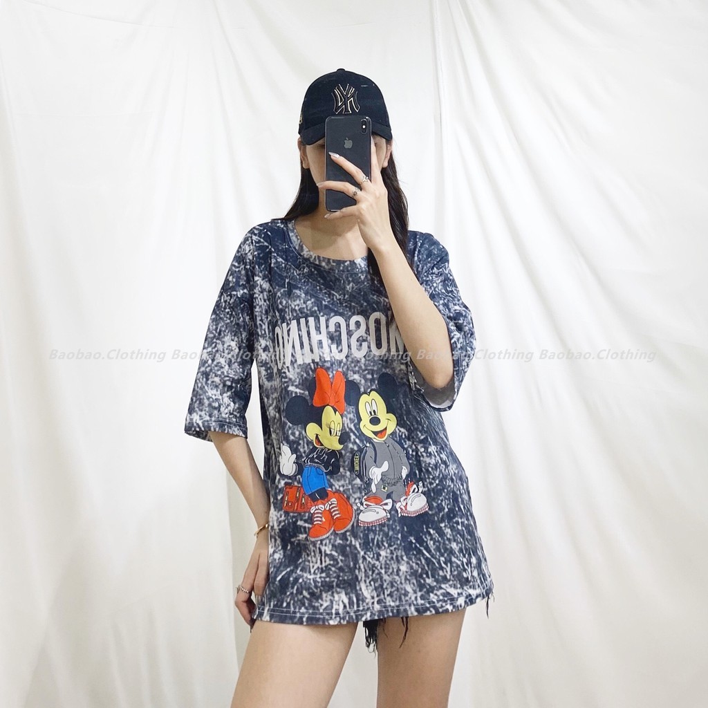 Áo Phông Loang Shark & Cat Nữ - BaoBao.Clothing [FREESHIP] - Thun kiểu dáng trẻ trung, cổ tròn tay lỡ in hình con vật