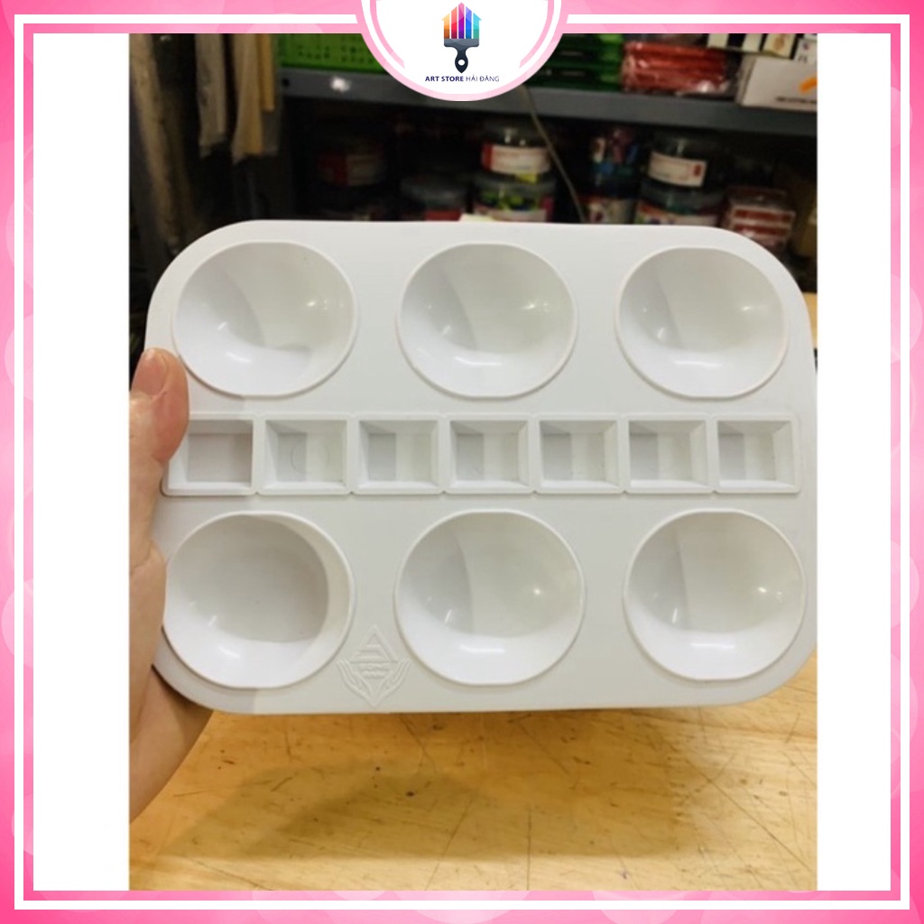 Balet 6 lỗ, dùng để pha màu nước,màu oát, màu acrylic, rửa sạch, gọn gàng tiện lợi