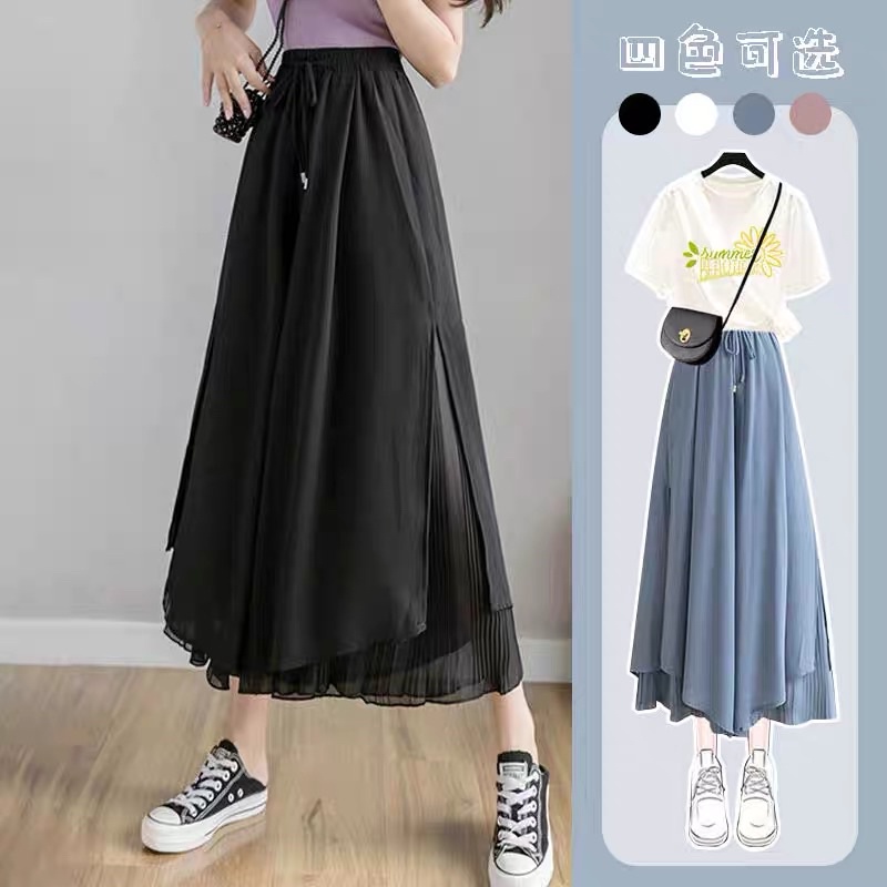MERSHE • Quần Ống Rộng Layer Nhiều Lớp Dáng Hakama Nhật