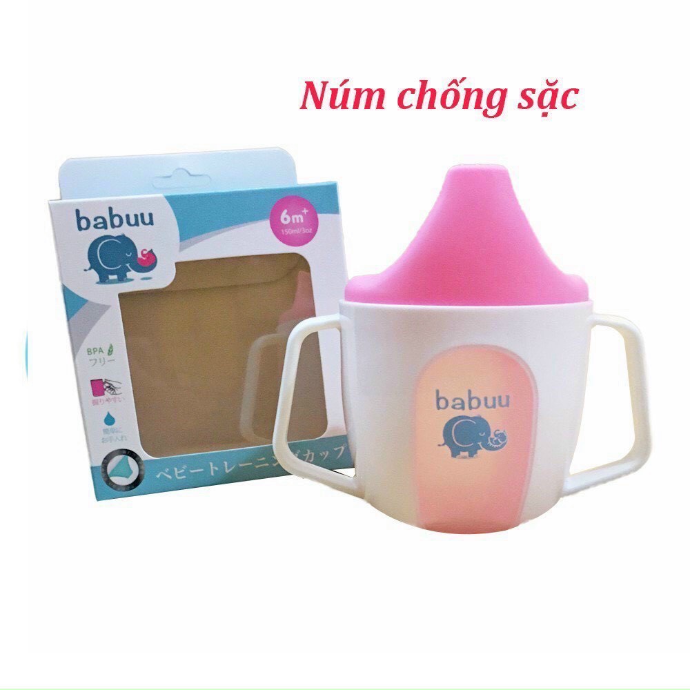 Cốc tập uống 2 tay cầm Baby Babuu Nhật Bản 150ml cho bé