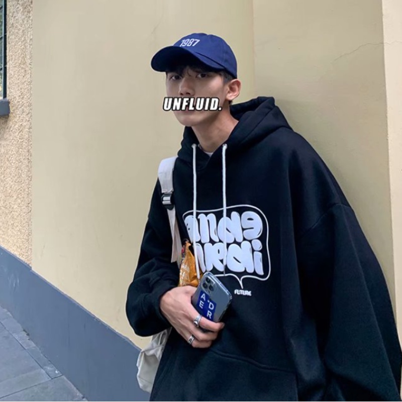 ✦ AFFLIGA ✦Áo hoodie dài tay in họa tiết thời trang Hàn Quốc dành cho nam