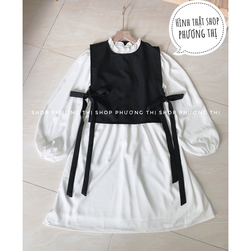 [Mã WASTUP9 giảm 10% tối đa 30K đơn 150K] Sét váy trắng voan kèm gile buộc nơ eo siêu xinh (hàng sẵn/hình shop tự chụp) | BigBuy360 - bigbuy360.vn