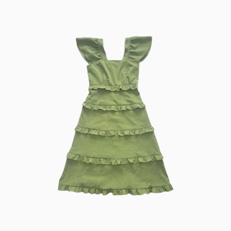 Đầm Xếp Tầng Dáng Ôm Tay Cánh Tiên Dễ Thương Thời Trang Mùa Hè Cho Nữ