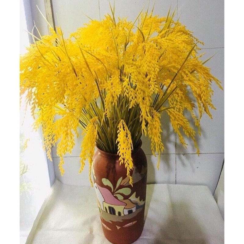 Hoa giả - Bông lúa giả Havi 40cm cành 5 nhánh trang trí giống thật