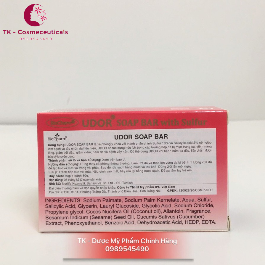 Xà Phòng Y Khoa Udor Soap Bar Biocharm 80G