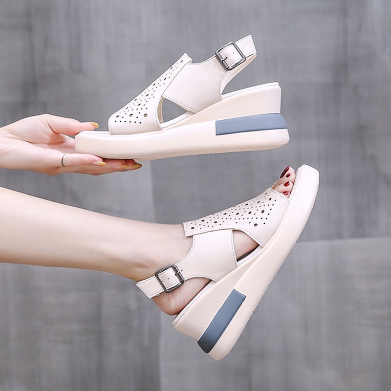 Giày Sandal Đế Dày Hở Ngón Tăng Chiều Cao Thời Trang Hè 2021 Cho Nữ A