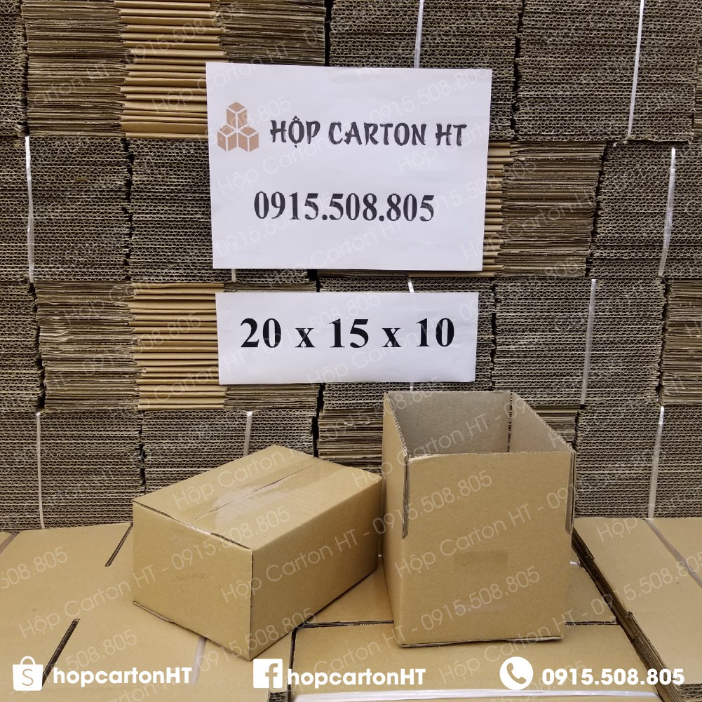 Hộp carton đóng hàng 20x15x10 đựng phụ kiện, mỹ phẩm, đồ gia dụng tiện lợi giá gốc tận xưởng - Hộp Carton HT
