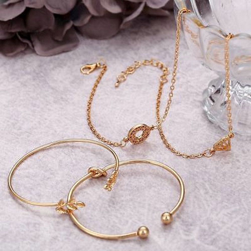 [Mã FAMAYFA giảm 10K đơn 50K] fashion woman 4pcs/set boho Vintage leaves Rhinestone Hollow elegant Bracelet jewelry set | BigBuy360 - bigbuy360.vn