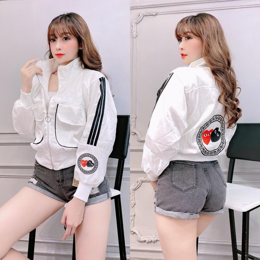 ÁO KHOÁC PHI XÀ CỪ THÊU TRÁI TIM CÁ TÍNH ÁO KHOÁC NỮ LỬNG