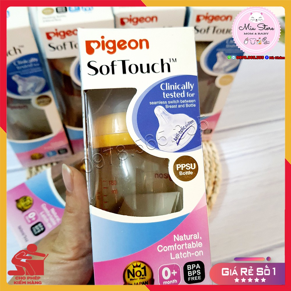 BÌNH SỮA PIGEON SOFTTOUCH 😍𝐇𝐀̀𝐍𝐆 𝐍𝐇𝐀̣̂𝐓😍160ml / 240ml - Chính hãng có tem chống hàng giả