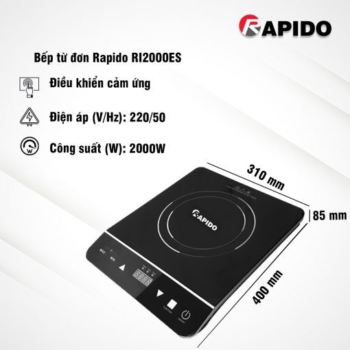 Bếp từ đơn Rapido RI2000ES, bảo hành 12 tháng