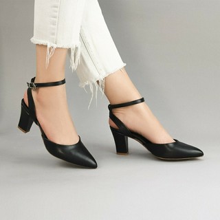 giày cao gót bít mũi hở hậu cao 7cm size lớn 40 41 42 43