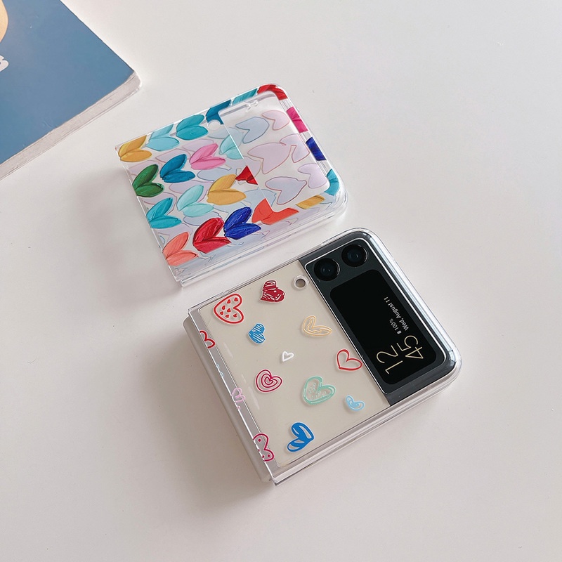 Ốp Điện Thoại Cứng Trong Suốt Chống Sốc Hình Trái Tim Cho Samsung Galaxy Z Flip 4 Z Flip 4 5G Z Flip 4 Zflip4 Z Flip 4