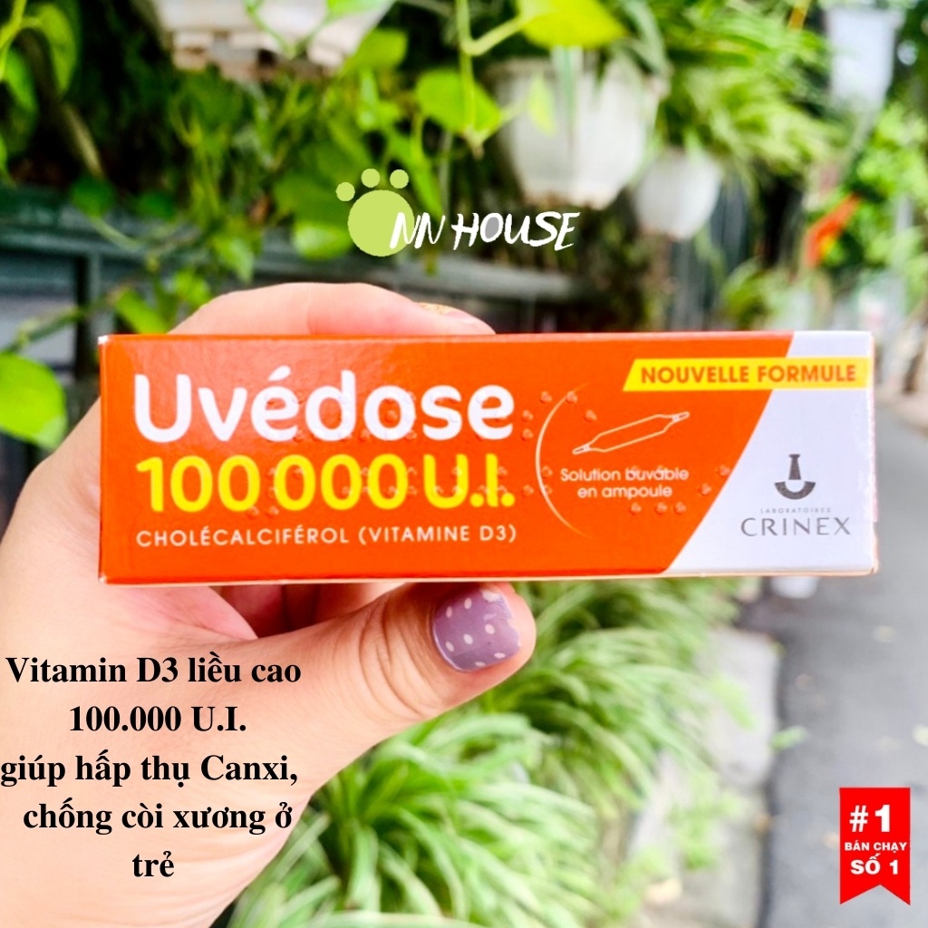 Vitamin D3 Uvedose 100 000 U.I bổ sung canxi hỗ trợ xương khớp, vitamin D an toàn cho bé từ 18 tháng, vitamine Calcium