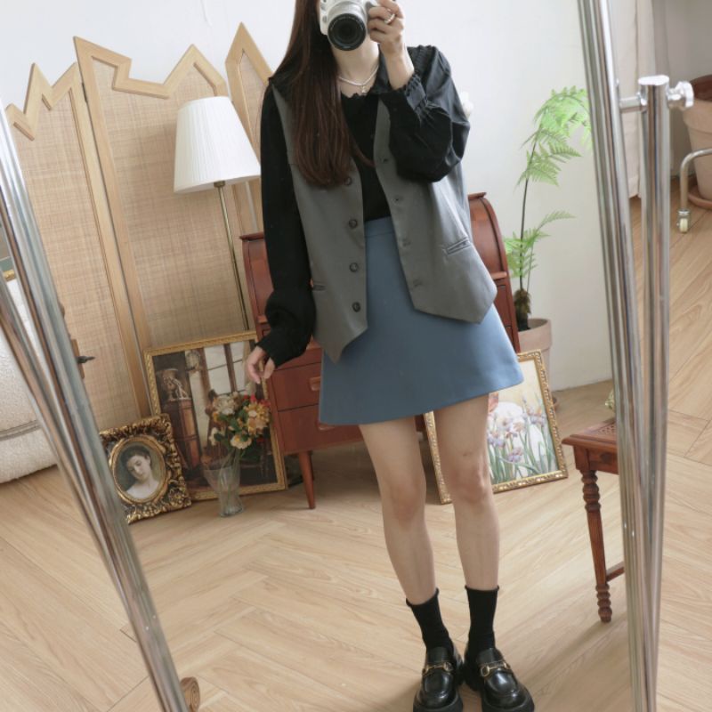 Áo gile lưng phối lụa xuất Hàn