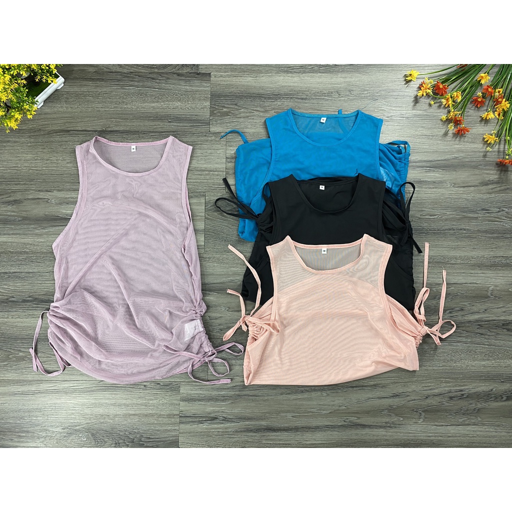 áo tank top nữ dây rút _chất vải lưới mềm mịn co dãn