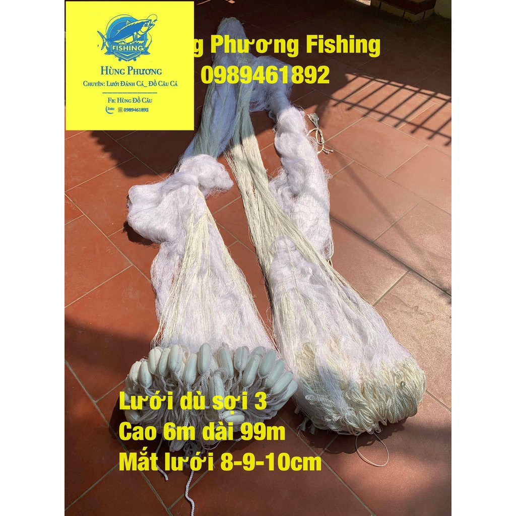 Lưới Cá Hùng Phương- Lưới dù sợi 3 cao 6m dài 99m đánh sông, hồ thủy điện