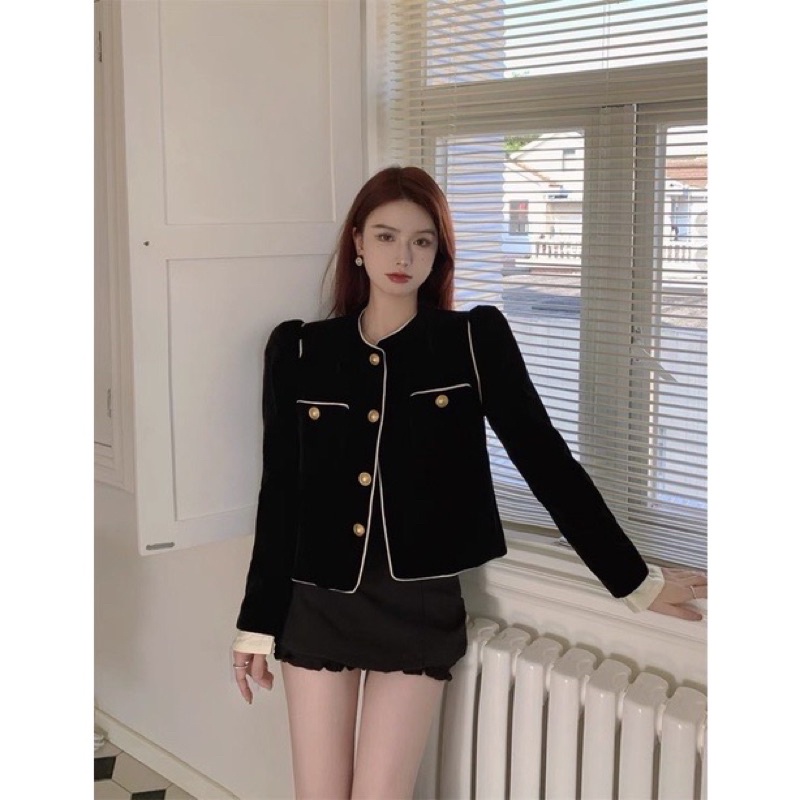 𝐎𝐑𝐃𝐄𝐑. Áo Khoác Nhung Phong Cách Retro Kiểu Pháp (ẢNH THẬT Ở CUỐI) | BigBuy360 - bigbuy360.vn