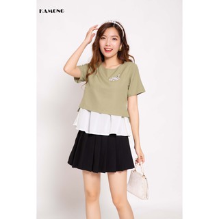Áo thêu hoa phối tùng xoè KAMONG A113